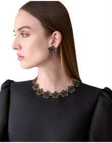 Crystal Snowflake Necklace | Black