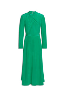 Silk Drape Neck Dress | Emerald