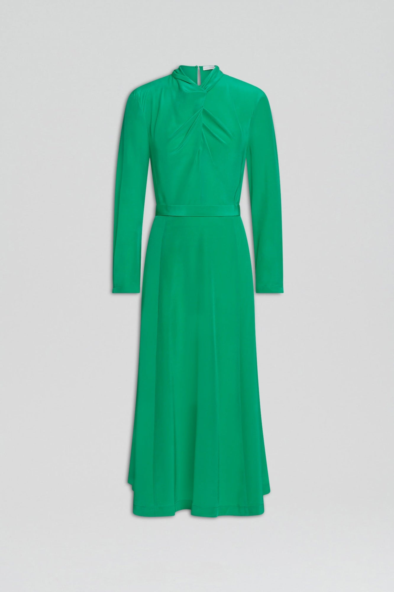 Silk Drape Neck Dress | Emerald