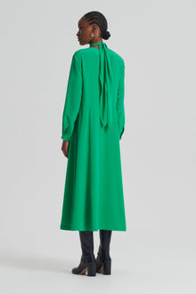 Silk Drape Neck Dress | Emerald