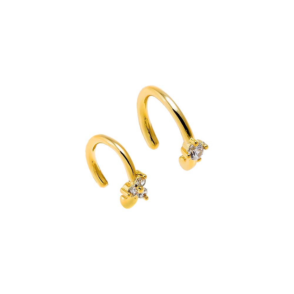 Gold / Right CZ Multi Shape Ear Cuff Combo Set - Adina's Jewels