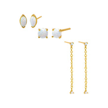 White Hints Of Opal Stud Earring Combo Set - Adina's Jewels