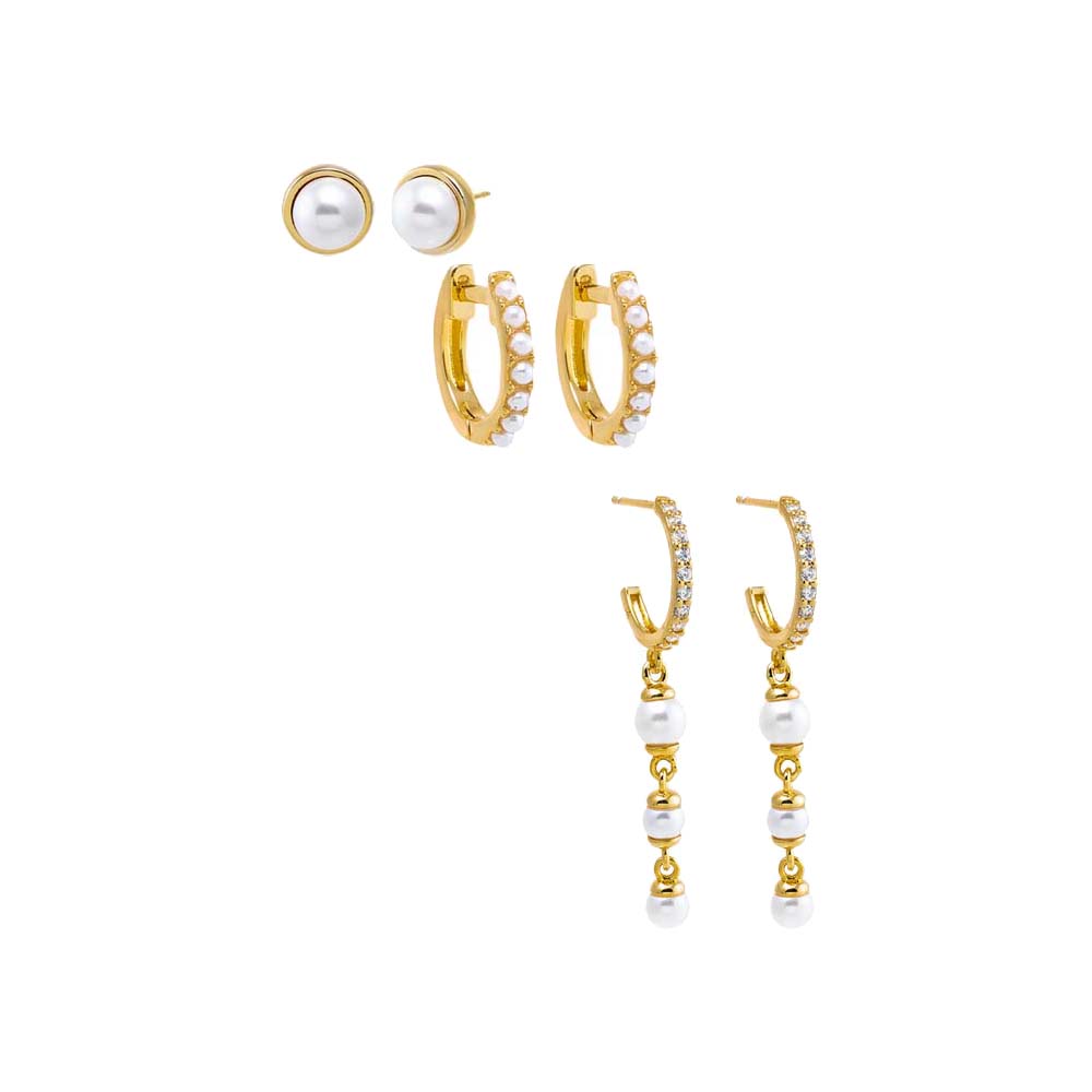 Pearl White Pearls & More Earring Combo Set - Adina's Jewels