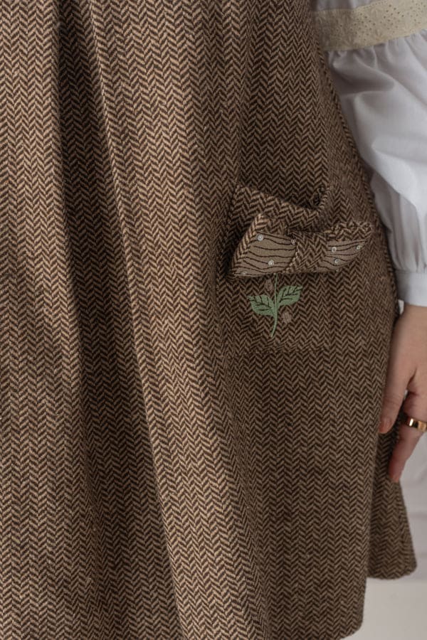 Women | Herringbone Tweed Mom Dress | Brown