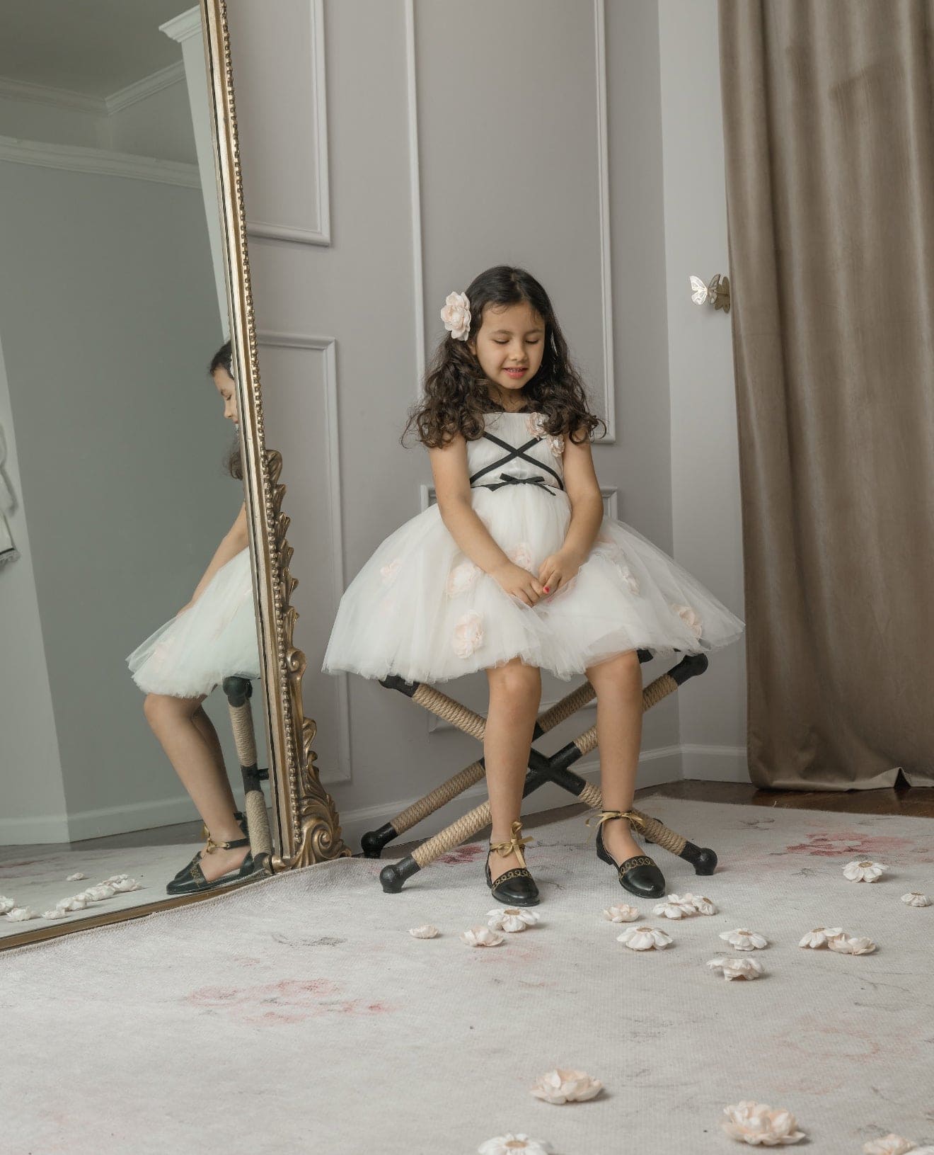 Girl | Giselle CrissCross Tulle Dress | Ivory x Black