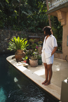 Beach House Linen Short | White