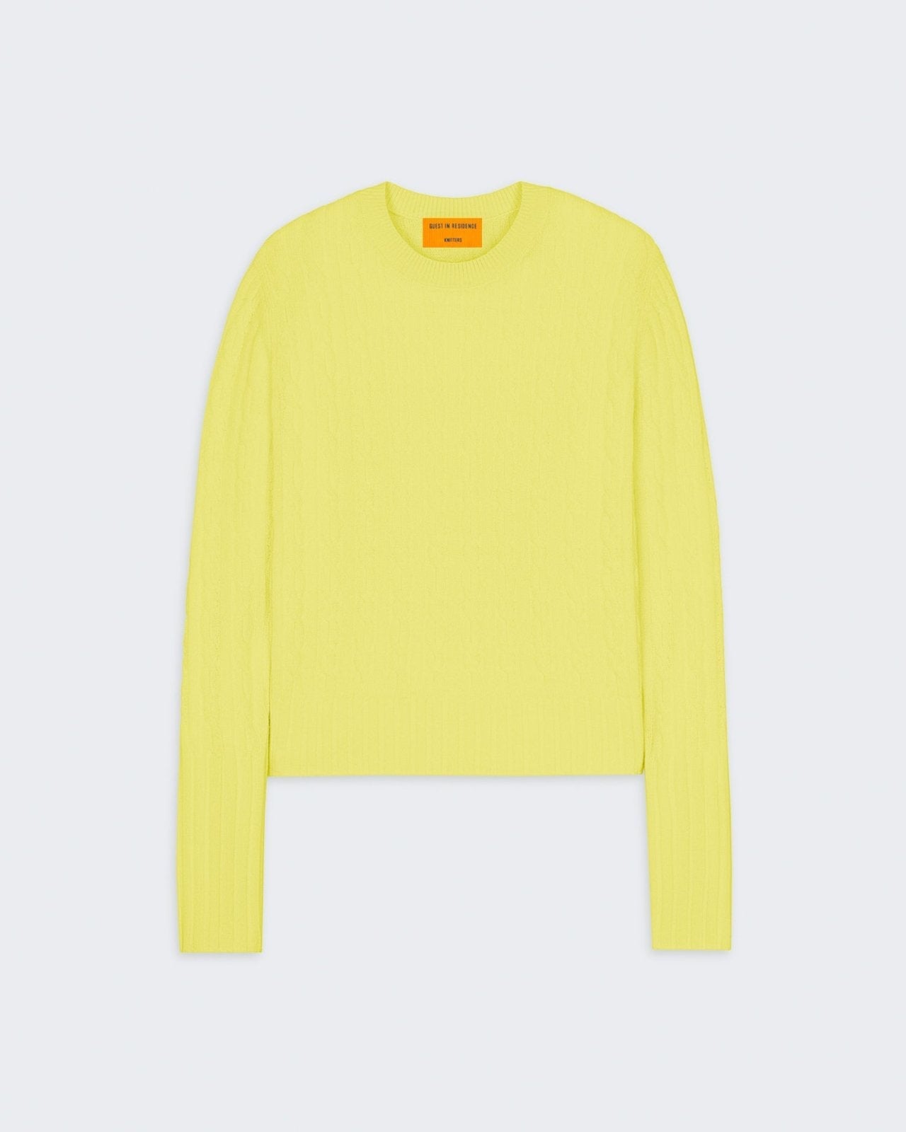 Womens | Cable Shrunken Crew | Lemon