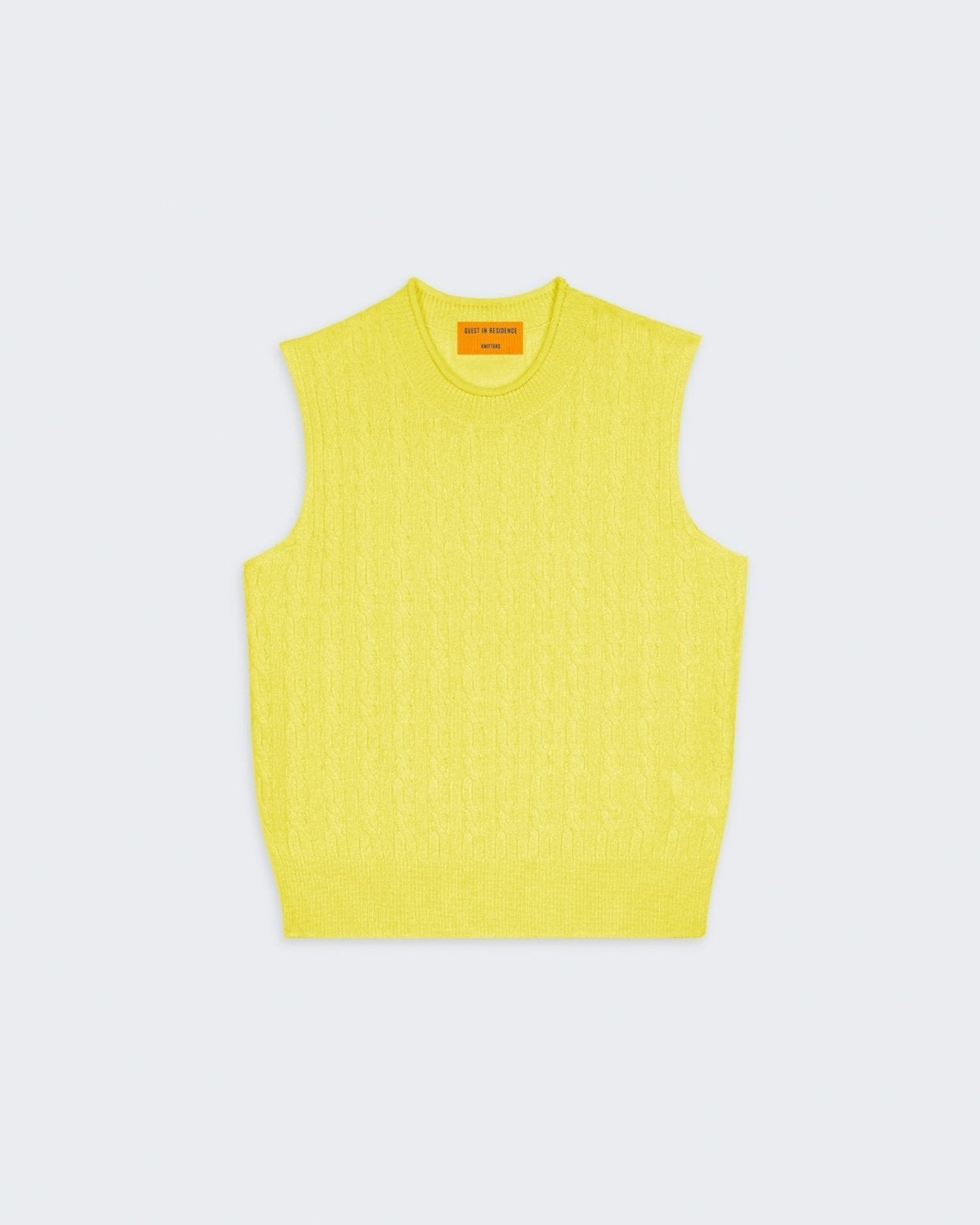 Womens | Cable Vest In Cashmere | Lemon