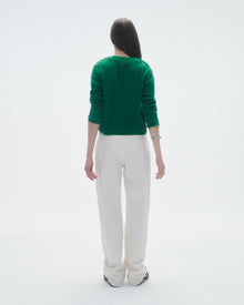 Womens | Cable Shrunken Crew | Rainforest