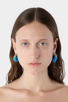 Small Rubberized Earrings Silver | Women | Electric Blue