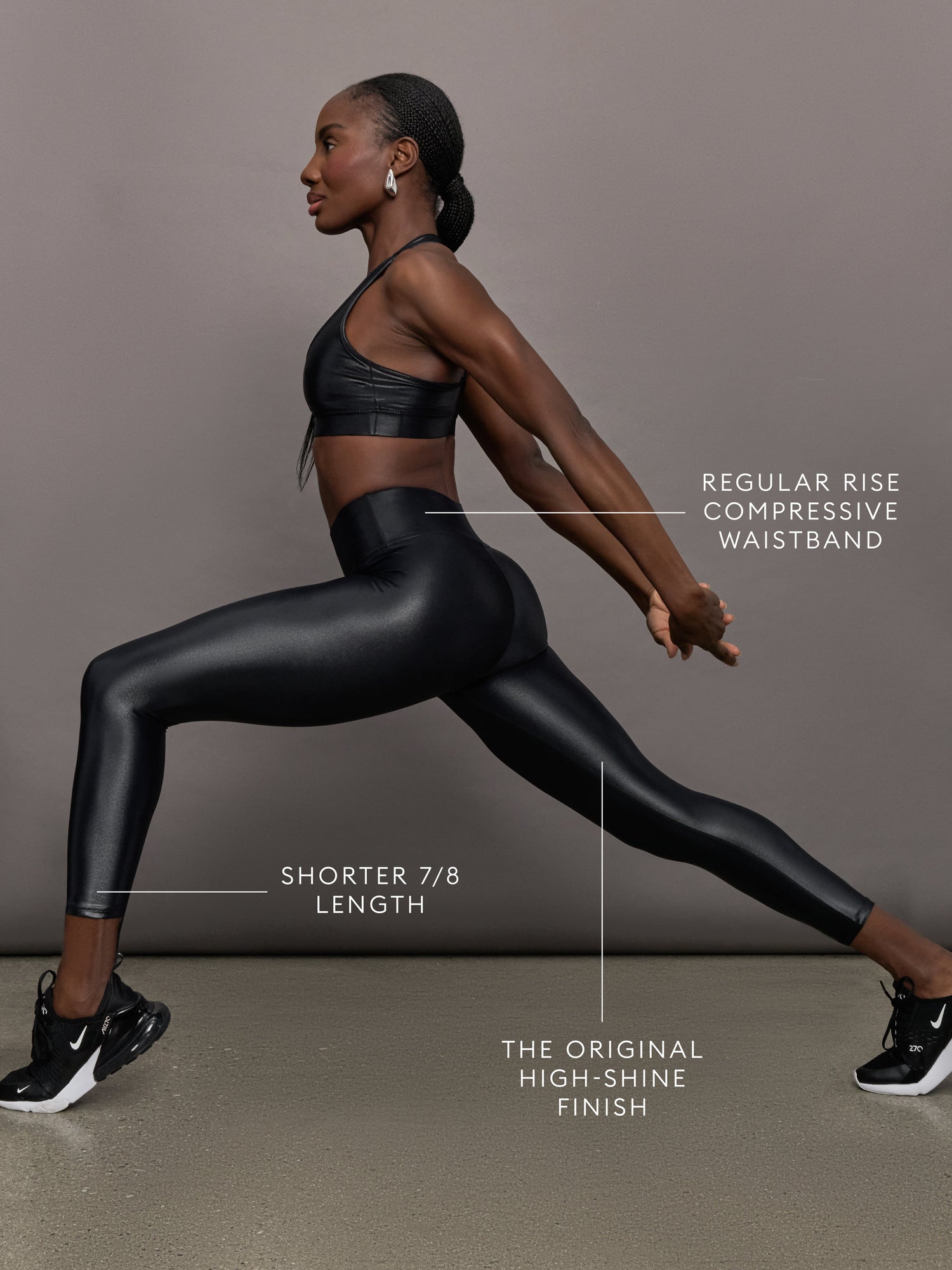 Carbon38 | Regular Rise 7/8 Legging in Takara Shine | Black