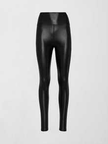 Carbon38 | High Rise Full-Length Legging In Crocodile Takara Shine | Black