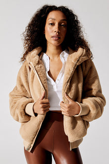 Carbon38 | Faux Fur Hooded Jacket | Beige