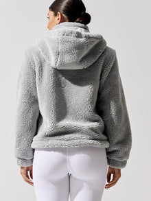Carbon38 | Teddy Zip Up Jacket With Hood | Quarry Grey