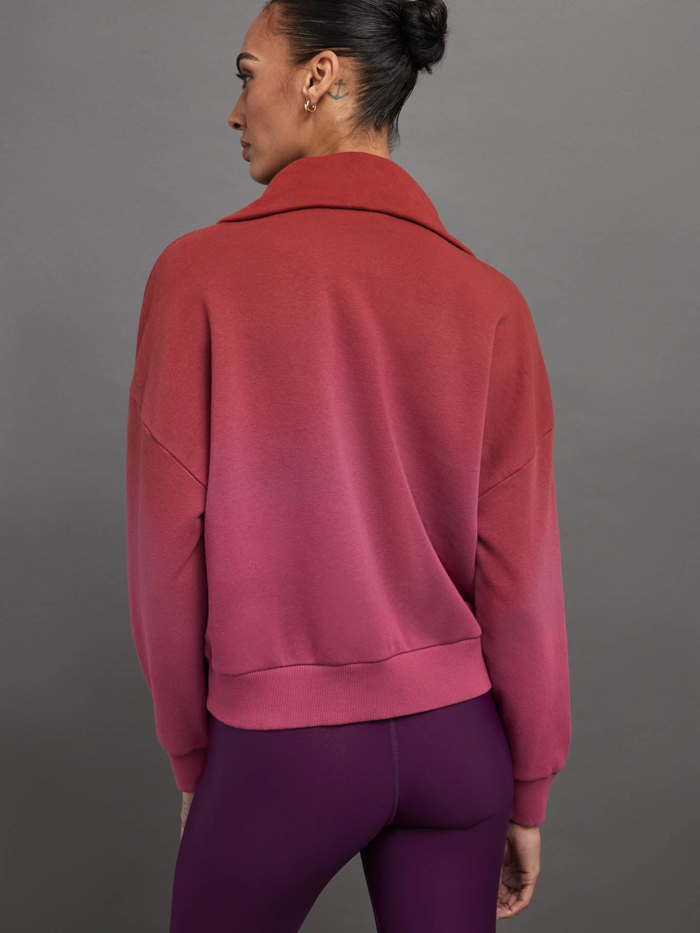 Carbon38 | Ombre French Terry Half Zip // Horseshoe | Merlot To Magenta Haze