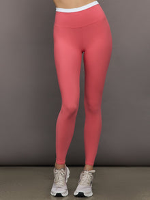 Contrast Waistband Legging in Melt | Rosewood / White