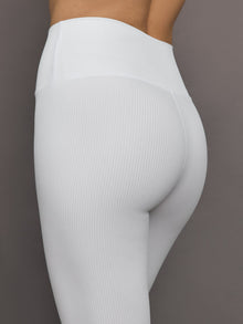 High Rise Legging in Ribbed Melt | White