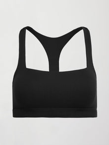 Racerback Bra in Ribbed Melt | Black