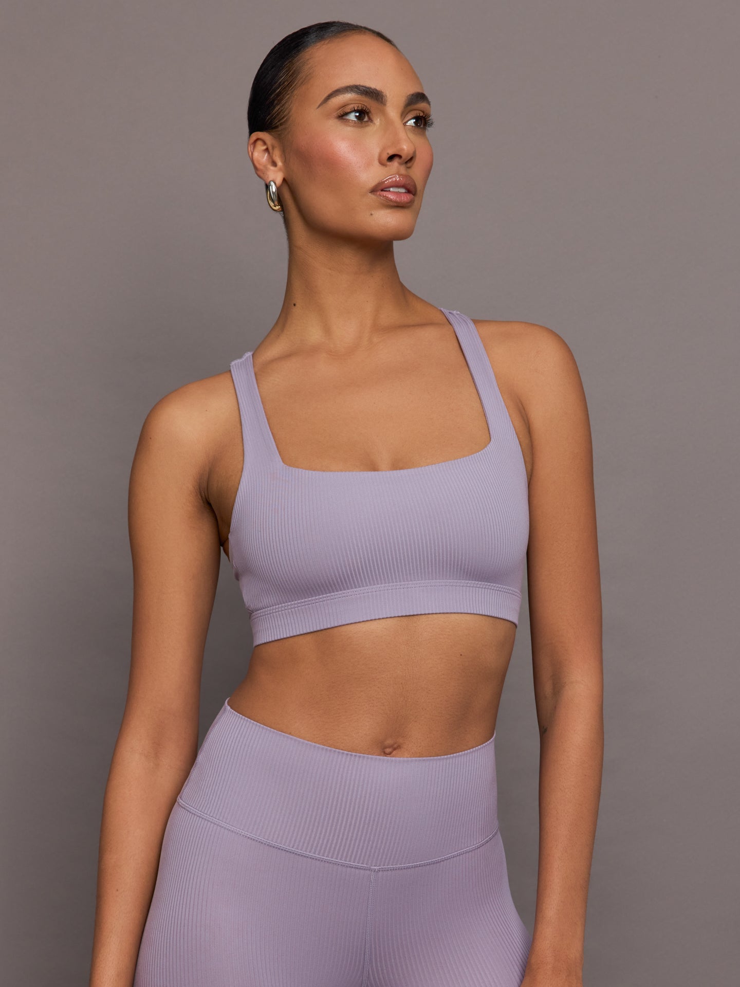 Racerback Bra in Ribbed Melt | Lavender Grey
