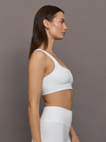 Racerback Bra in Ribbed Melt | White