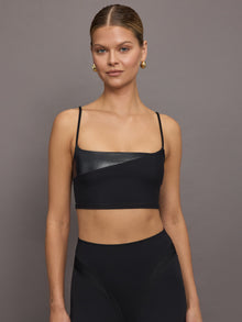 Carbon38 | Spliced Colorblock Shine Bra in Melt | Black