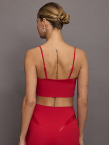 Spliced Colorblock Shine Bra in Melt | Crimson Red