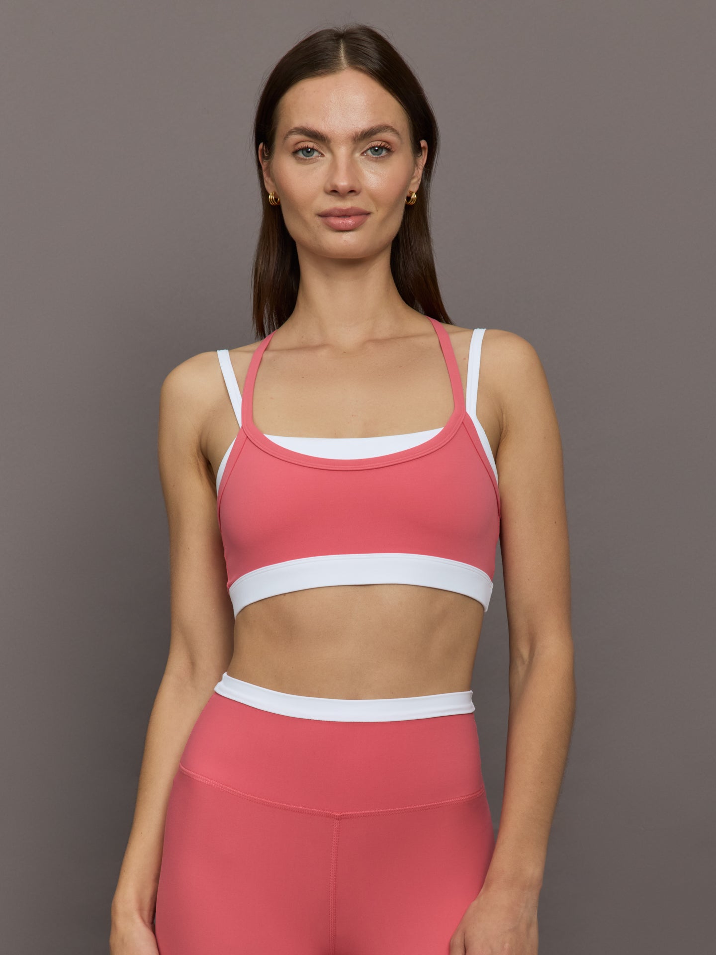 Double Layered Contrast Bra in Melt | Rosewood / White