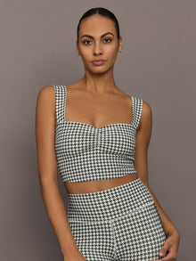 Houndstooth Sports Bra | Ivory / Faded Black