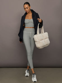 Houndstooth Sports Bra | Ivory / Faded Black