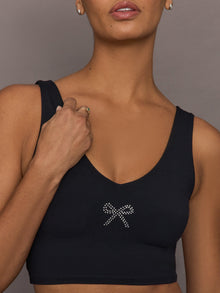 Rhinestone Bow Bra in Melt | Black