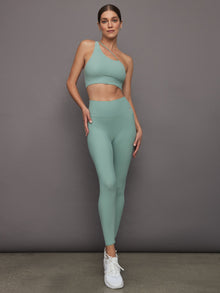 Carbon38 | One Shoulder Convertible Bra Top in Melt | Granite Green