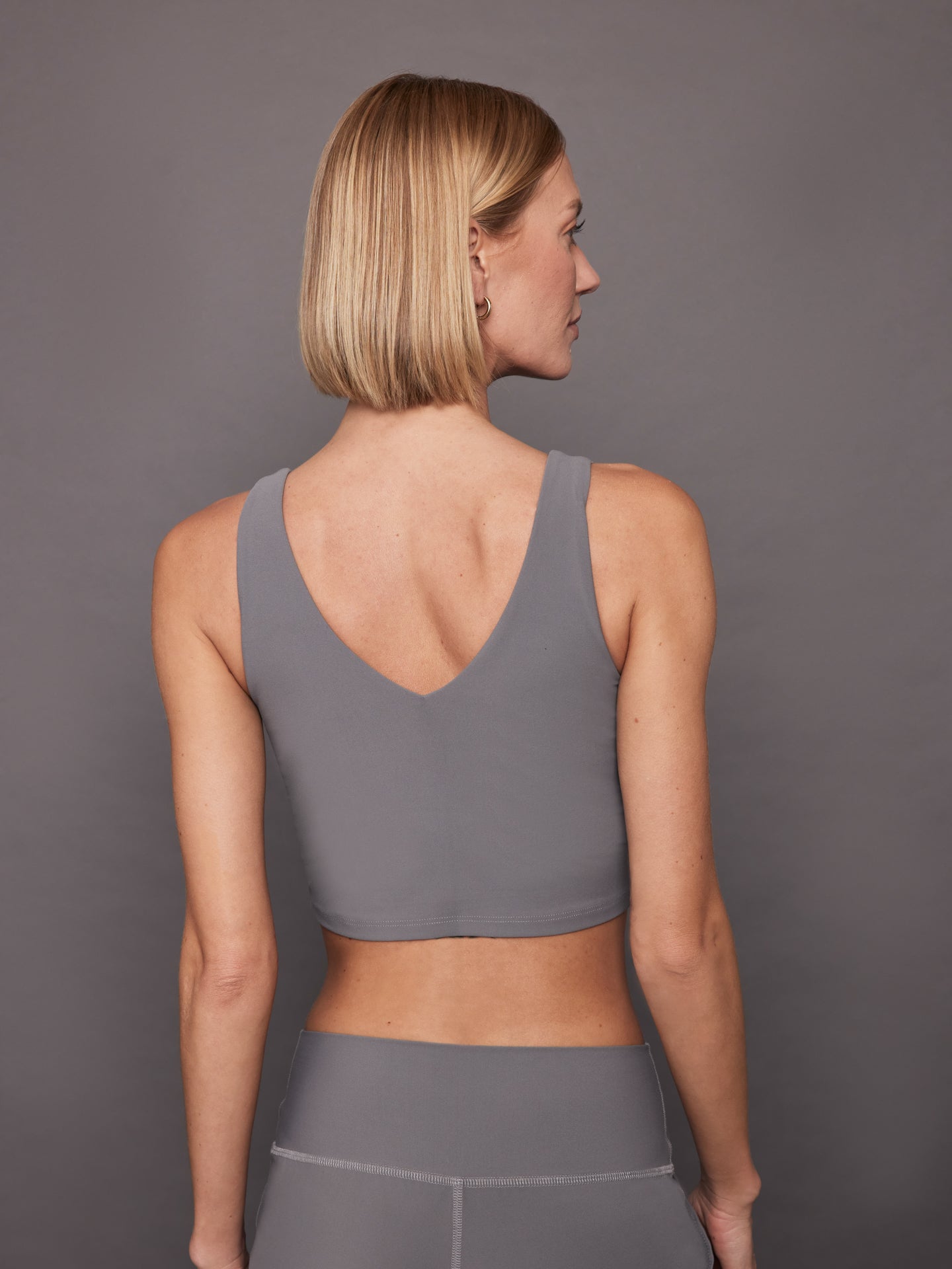 Carbon38 | V-Neck Longline Bra in Melt | Steel Grey