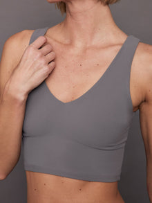 Carbon38 | V-Neck Longline Bra in Melt | Steel Grey