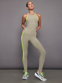 Carbon38 | Colorblock High Neck Tank | Silversage/Acid Lime