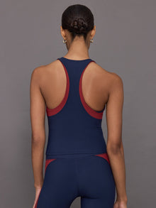 Carbon38 | Colorblock High Neck Tank | Navy/Red Dahlia