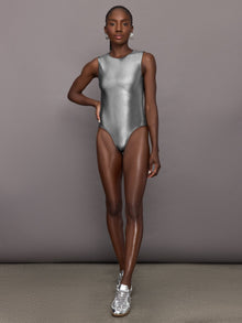 Liquid Metallic Bodysuit | Metallic Silver