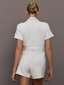 Short Romper in Interlock | Moonbeam Heather