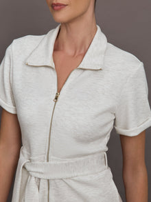 Short Romper in Interlock | Moonbeam Heather