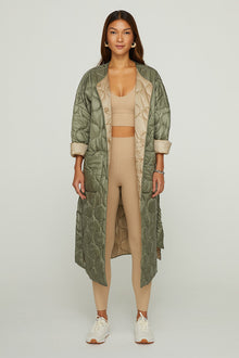 Carbon38 | Long Quilted Jacket | Silvery Green