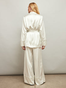 Carbon38 | Satin Smoking Jacket | Ivory