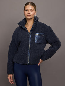 Carbon38 | High Shine Sherpa Jacket | Navy