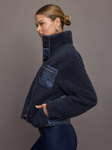 Carbon38 | High Shine Sherpa Jacket | Navy