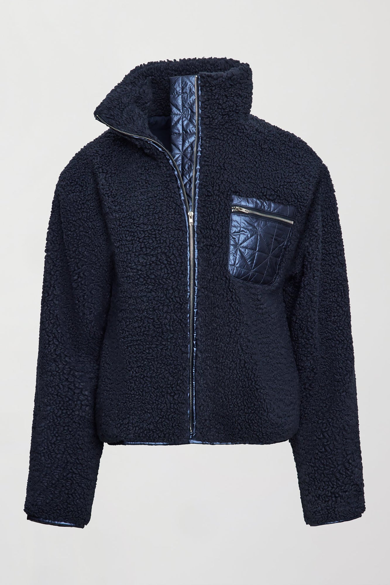 Carbon38 | High Shine Sherpa Jacket | Navy
