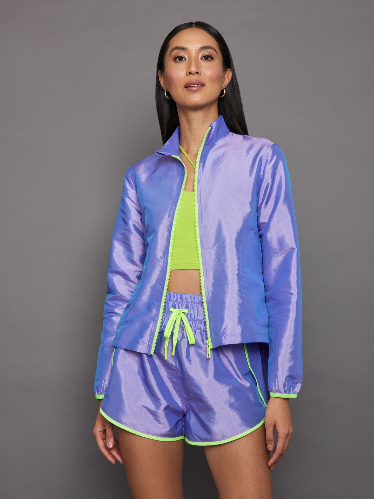 Iridescent Nylon Jacket | Sweet Lavender/ Acid Lime