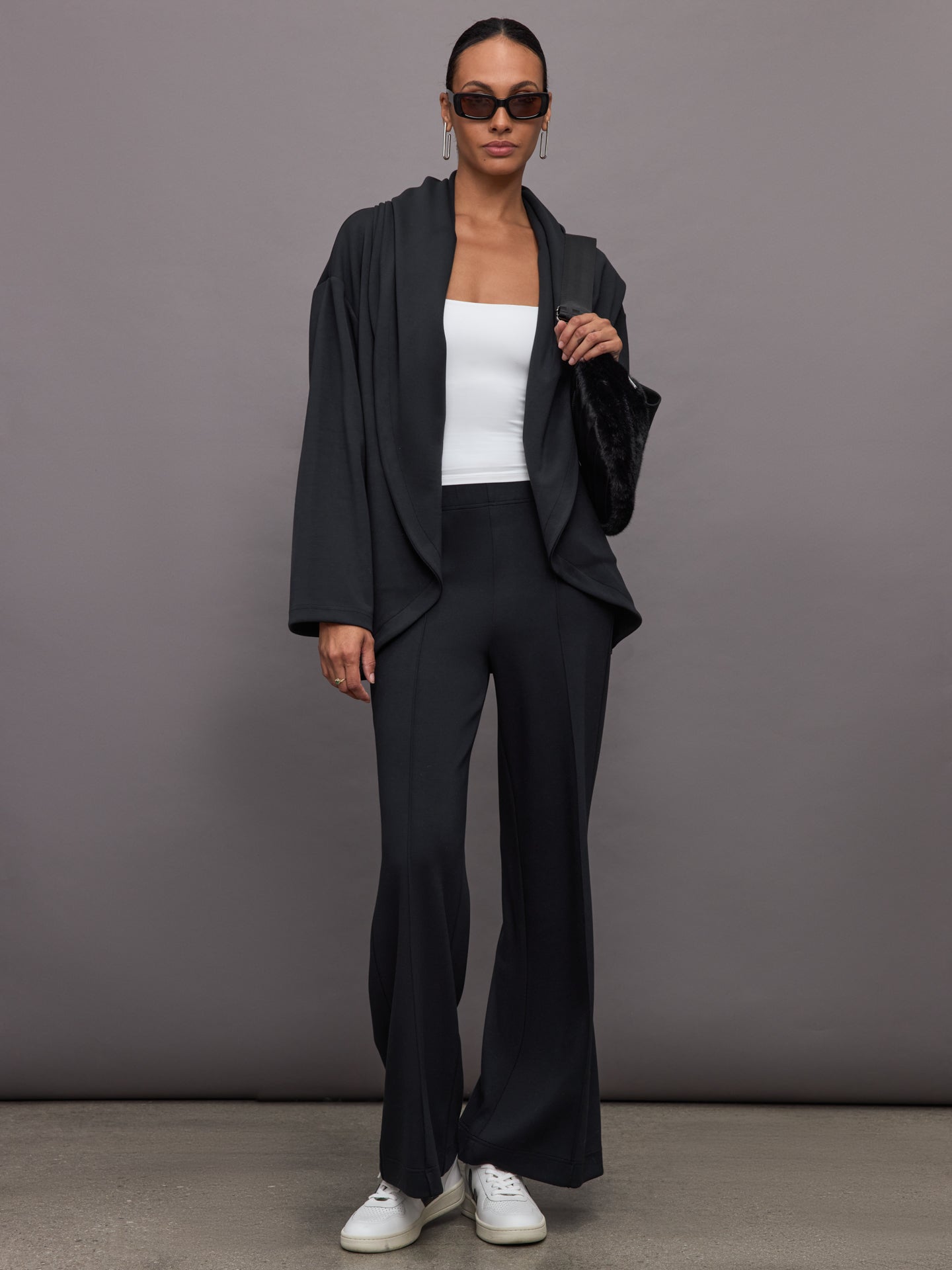 Knit Cocoon Cardigan in Interlock | Black
