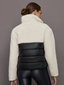Carbon38 | Mixed Media Sherpa Jacket | Natural/ Black
