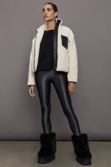 Carbon38 | Mixed Media Sherpa Jacket | Natural/ Black