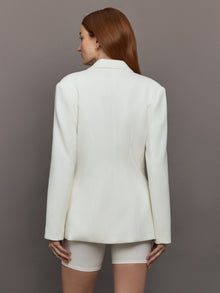 Double Breasted Blazer in Scuba | White