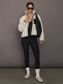 Faux Leather Sherpa Jacket | Natural