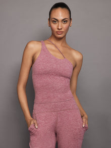 Carbon38 | One Shoulder Convertible Tank in Heather Melt | Hawthorn Rose Heather
